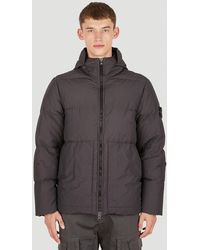 Glossy Puffer Jacket in Black for Men 