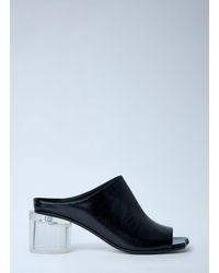 MM6 by Maison Margiela - Leather Mule With Transparent Block Heel - Lyst