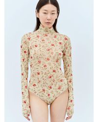Prada - Printed Stretch Tulle Bodysuit - Lyst