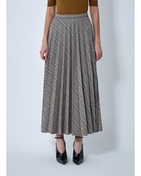 Saint Laurent - Pleated Check Maxi Skirt - Lyst