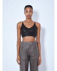 Rick Owens - V-Neck Leather Crop Top - Lyst
