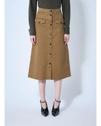Saint Laurent - Cotton Serge Midi Skirt - Lyst