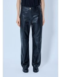 Max Mara - Leather Straight-Leg Trousers - Lyst