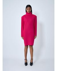 Saint Laurent - High Neck Long Sleeve Dress - Lyst