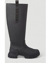 Ganni Knee High Rubber Boots - Black