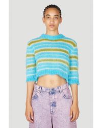 Marni - Striped Mohair Crop Sweater - Lyst