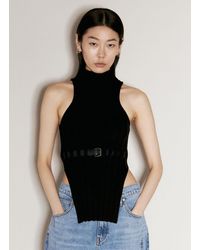Alexander Wang - Ribbed Tank Top With Leather Belt - Lyst