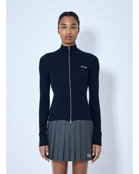 Miu Miu - Ribbed-Knit Logo-Embroidered Cardigan - Lyst