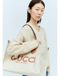 Gucci - Large Logo Print Canvas Tote Bag - Lyst