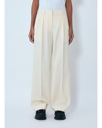 Moncler - Cotton Gabardine Wide-Leg Tailoredâ Pants - Lyst