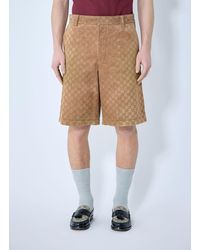 Gucci - Embossed Gg Suede Shorts - Lyst
