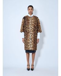 Prada - Single-Breasted Leopard Print Drill Coat - Lyst