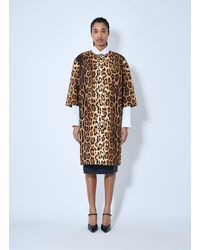 Prada - Single-Breasted Leopard Print Drill Coat - Lyst