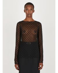 Gucci - Gg Embroidered Tulle Top - Lyst