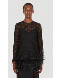 Valentino - Lace Feather Trim Top - Lyst