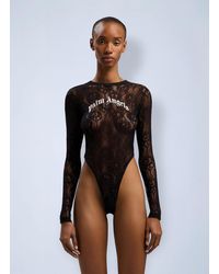 Palm Angels - Curved Logo Lace Bodysuite - Lyst