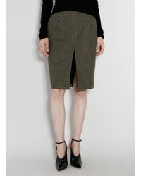 Saint Laurent - Wool-blend Checked Midi Skirt - Lyst