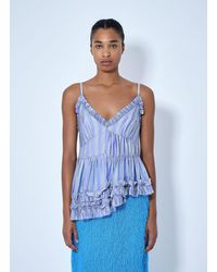 Dries Van Noten - Cemil Striped Ruffled Satin Camisole - Lyst
