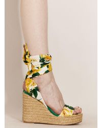 Dolce & Gabbana - Printed Charmeuse Wedges - Lyst