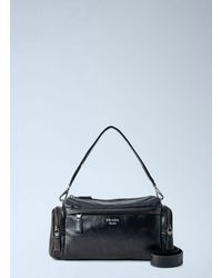 Prada - Distressed Nappa Leather Shoulder Bag - Lyst