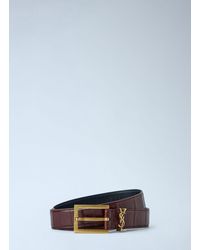 Saint Laurent - Logo Buckle Leather Belt - Lyst
