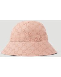 Purple GG-appliqué striped crochet bucket hat, Gucci