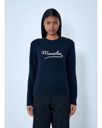 Moncler - Embroidered Logo Wool Sweater - Lyst
