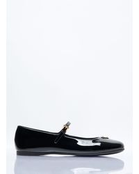 Prada - Logo Plaque Patent Ballerina Flats - Lyst