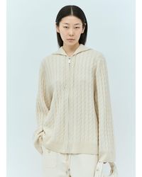 Totême - Cable Knit Hooded Cardigan - Lyst