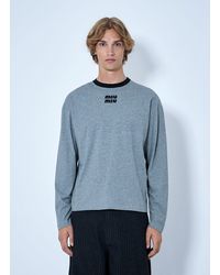 Miu Miu - Logo Motif Long Sleeve T-Shirt - Lyst