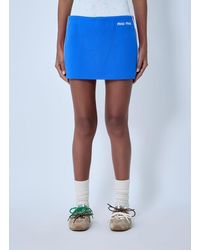 Miu Miu - Logo Motif Mini Skirt - Lyst
