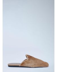 Prada - Leather Pony-Hair Mules - Lyst