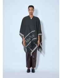 Max Mara - Fringed Wrap With Logo Detail - Lyst