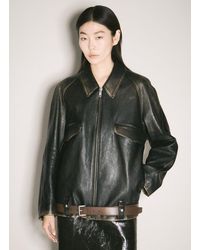 Prada - Leather Blouson Zip Jacket - Lyst