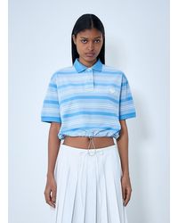 Prada - Striped Polo Shirt With Drawstring Hem - Lyst