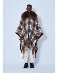 Moncler - Shearling Collar Mohair, Alpaca & Wool Blend Cape - Lyst