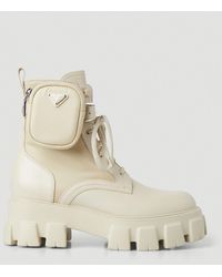 Prada Monolith Ankle Boots - Natural