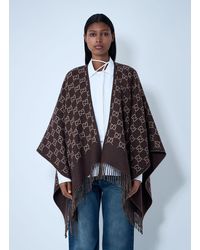Gucci Gg Wool Jacquard Cape in Brown | Lyst