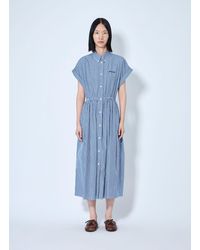 Miu Miu - Vertical Stripe Poplin Midi Dress - Lyst