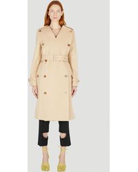 Burberry Double-breasted Collarless Trench Coat - Natural