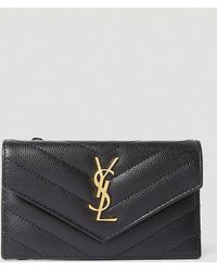 Saint Laurent - Logo Plaque Cardholder - Lyst
