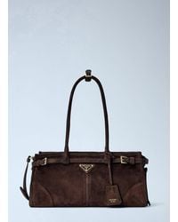 Prada - Medium Bonnie Suede Leather Handbag - Lyst