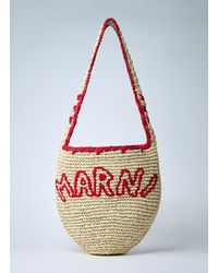 Marni - Logo Motif Raffia Shoulder Bag - Lyst