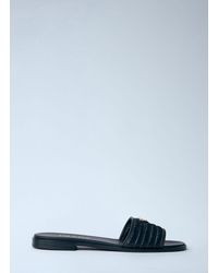 Prada - Leather Slides With Crochet Details - Lyst