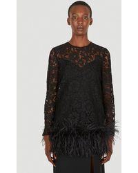 Valentino - Lace Feather Trim Top - Lyst