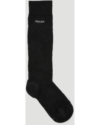 Prada Logo Socks In Black