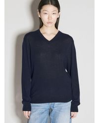 Saint Laurent - Cashmere-and-silk V-neck Sweater - Lyst