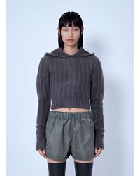 Rick Owens - Long Sleeve Cropped Hooded Top - Lyst