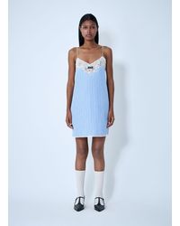 スカート MIU MIU Mini chemisier dress Light Blue Miu Miu Light blue/white striped mini chemisier dress