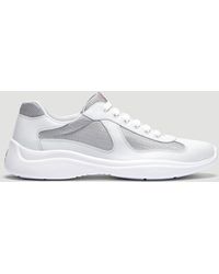 prada men's white americas cup patent leather sneakers